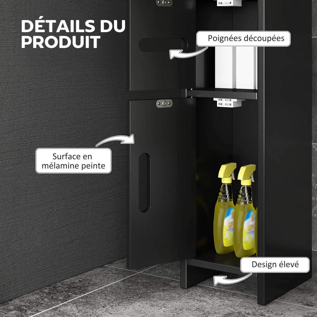 Mobile bagno colonna alto con ripiani e ante ¨C Zephmum ¨C 15x17x120 cm nero