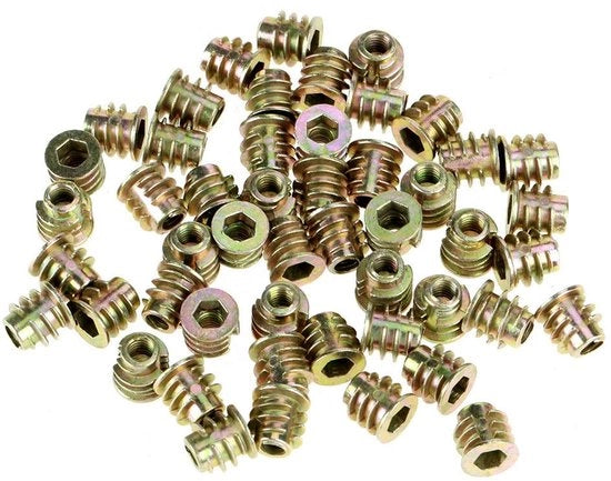 Inserti a viti M4x8mm 50 pezzi - Flangia a 5 facce - Acciaio inox - Viti a schizzo per mobili in legno - Progettate per prevenire lo slittamento - Per uso su mobili in legno