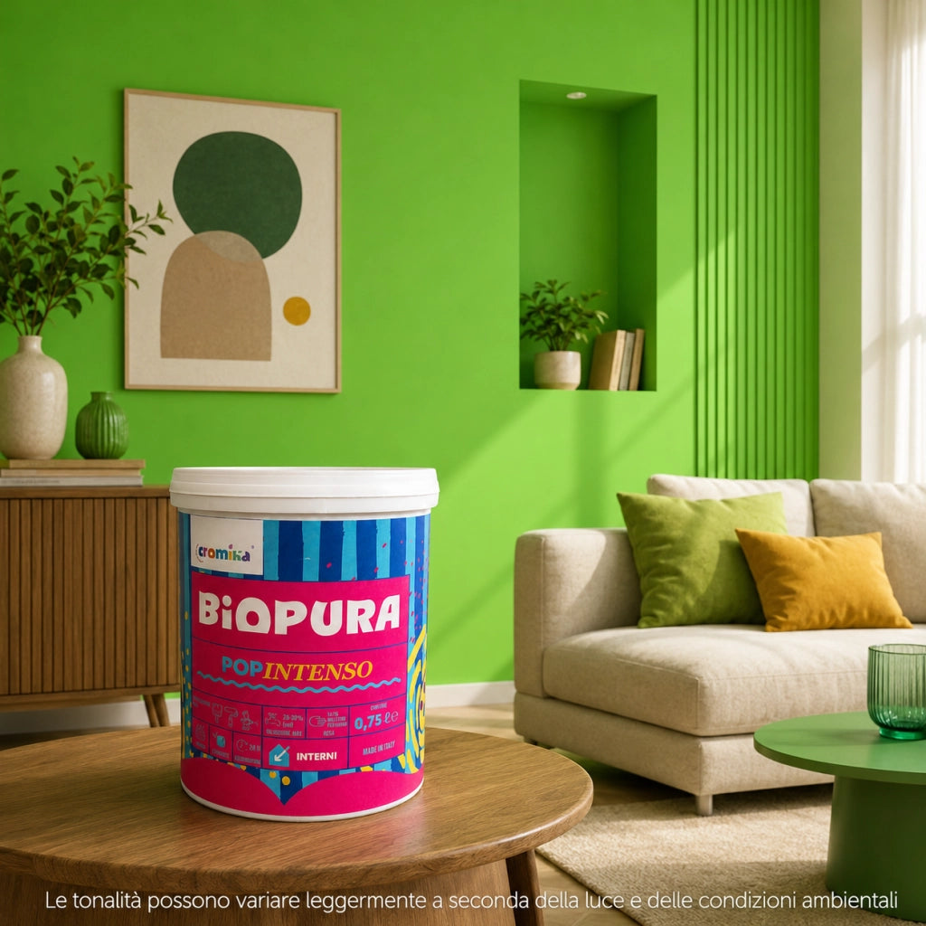 Popintenso palestra e decori interni pittura murale lavabile e coprente cromika *** formato 0,750 lt, colore- verde f...