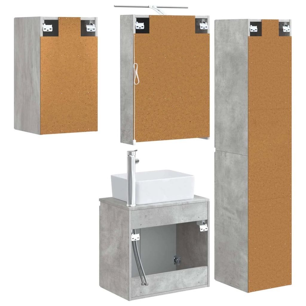 Set di Armadi da Bagno 5 pcs Grigio Cemento 50 x 14,5 x 70 cm 3407314