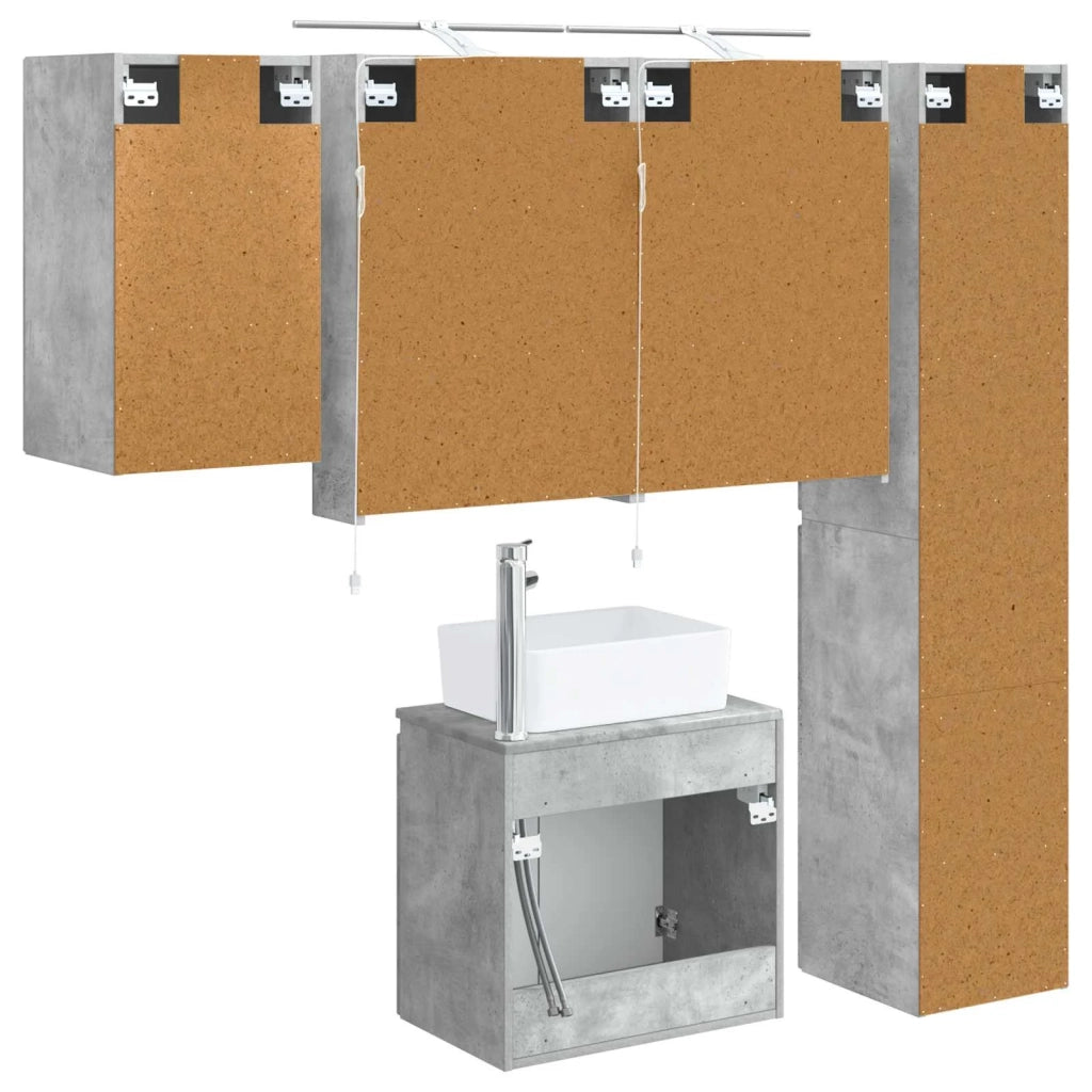 Set di Armadi da Bagno 5 pcs Grigio Cemento 50 x 14,5 x 70 cm 3407314
