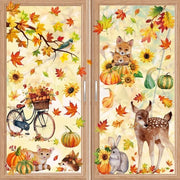 68 Sticker per finestra autunnali autoadesivi con adesivo naturale, decorazioni per finestre autunnali senza colla, foglie di quercia, zucche e piccoli animali per decorazione di finestra autunnale per bambini