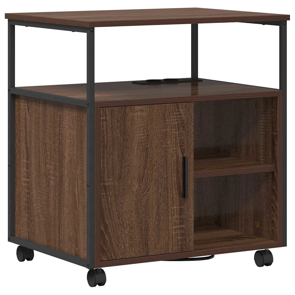vidaXL Mobile per Ufficio con ruota Rovere marrone 61 x 46 x 67 cm