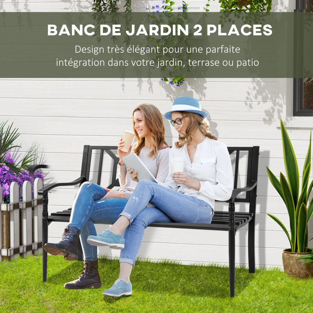 Panchina da giardino 2 posti ¨C zephmum ¨C 128x62.5x81.5 cm nero