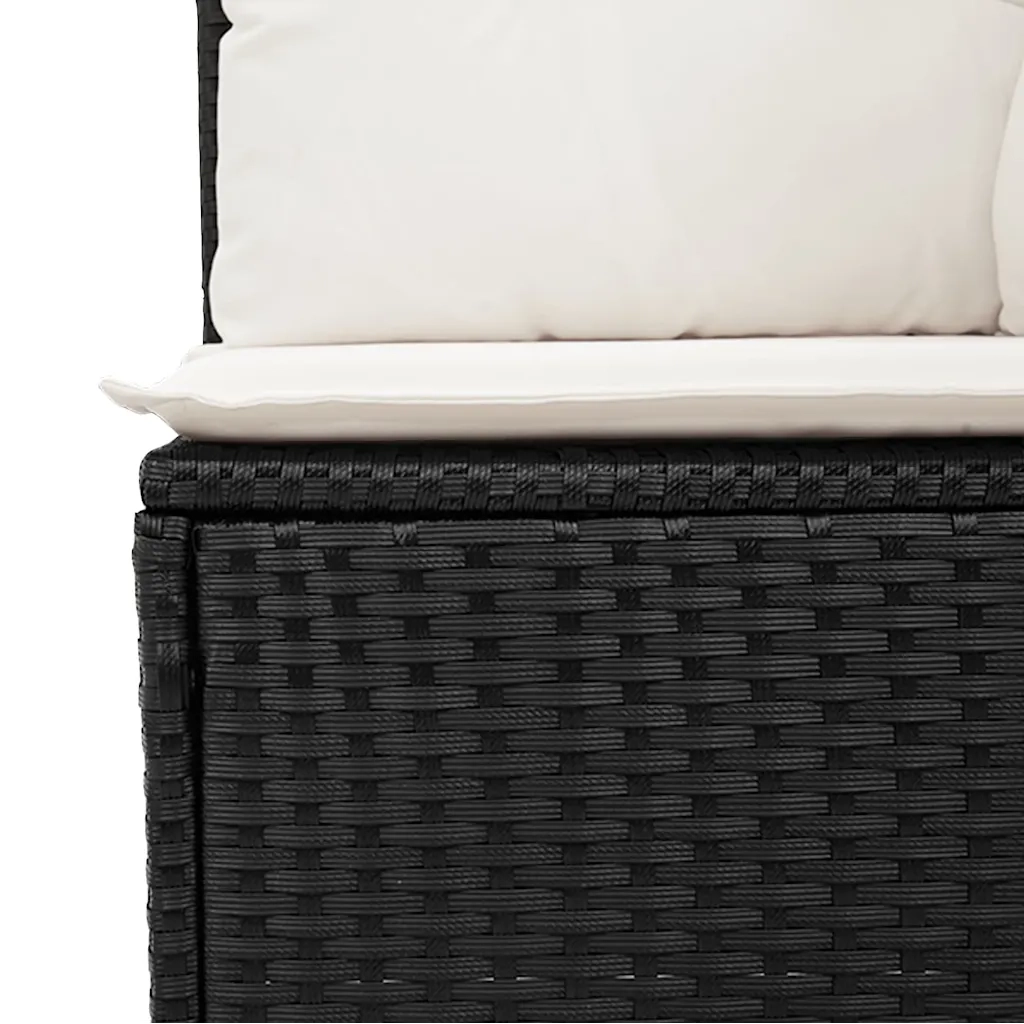 Set Divani da Giardino 4 pz con Cuscini Nero in Polyrattan 3325252