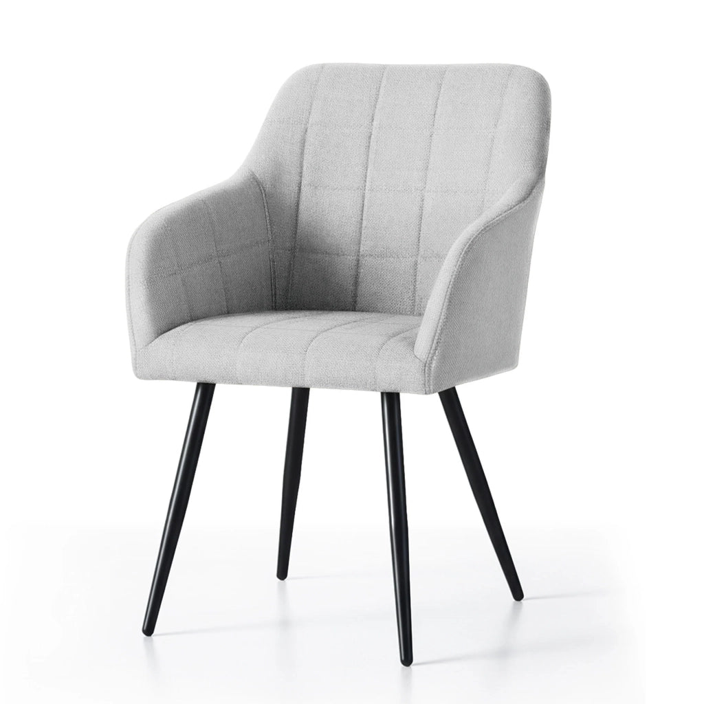 Set di 2 Sedie imbottite con cuciture quadrate LUXANO Grigio Chiaro gambe nere tessuto Lumos
