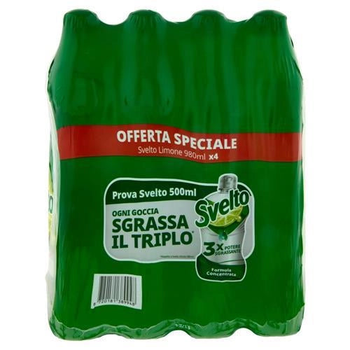SVELTO CLEAN ACTIVE DETERSIVO PIATTI FRAGRANZA LIMONE  X4 FLACONI 980 ML