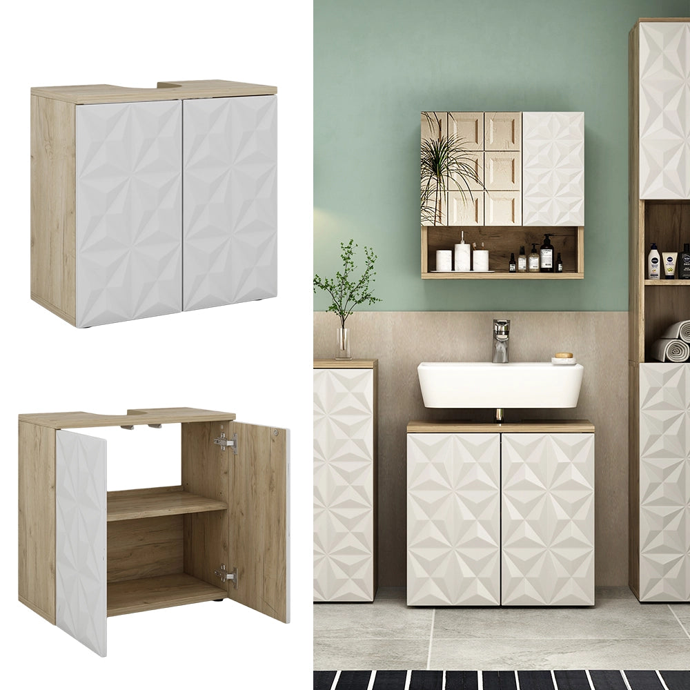 Vicco Mobile sottolavabo per bagno Bianco 60 x 57 cm con 2 porte