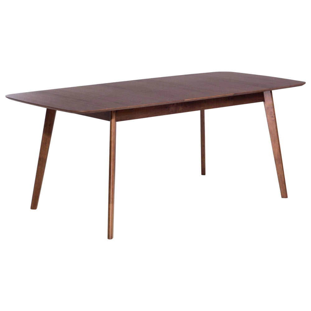 Tavolo da pranzo in noce scuro 150/190 x 90 cm, allungabile con gambe in legno, minimalista e scandinavo
