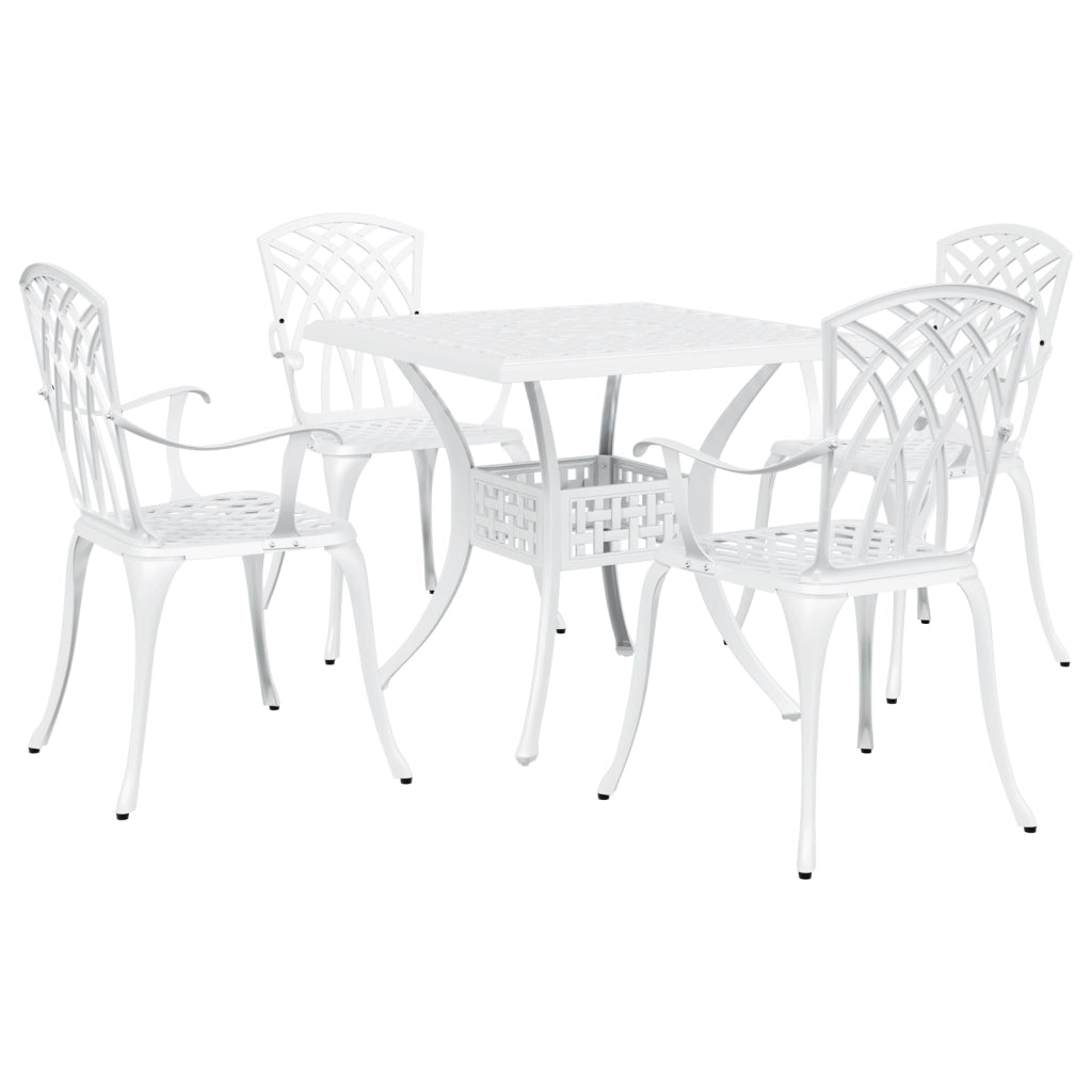 Set di Mobili da Giardino 5 Pezzi in Alluminio Bianco