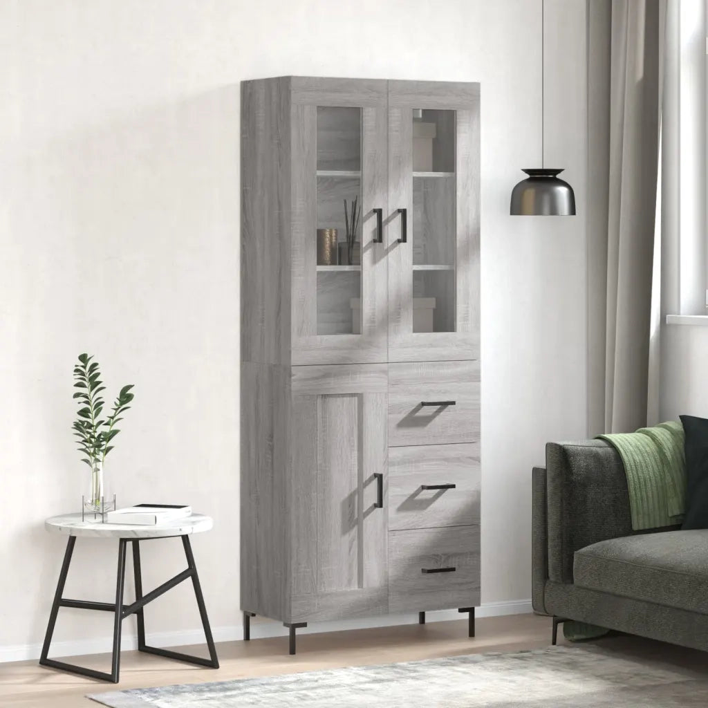 Credenza Grigio Sonoma 69,5x34x180 cm in Legno Multistrato 3198663