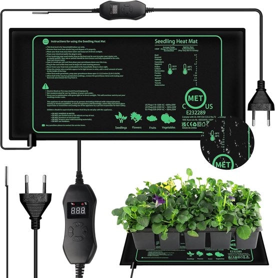 Matrice di riscaldamento unica per semi e piante con termostato digitale, adatta per la crescita di semi e piante di fiori, duraturo e impermeabile.