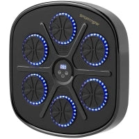 Boxing Machine Musicale a Parete con 9 Velocità, Connessione Bluetooth e Guanti, 41.8x44.6x7.5 cm, Nero e Blu