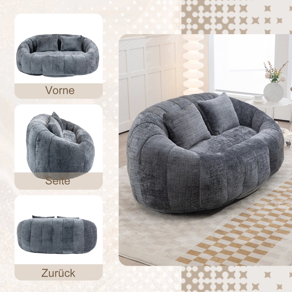 OKWISH Poltrona Pouf con Schienale Alto e Braccioli, Seduta da Pavimento per Gioco e Relax, Ciniglia, Grigio