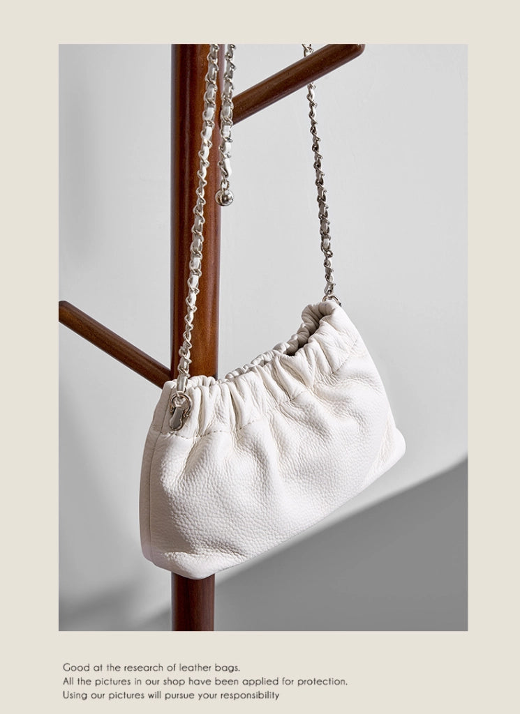 Borsa a tracolla da donna in vera pelle bianca