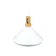 Trade Shop - Lampadario Pendente Lampada A Sospensione Parabola Bianca Base In Legno Vt-7535 -