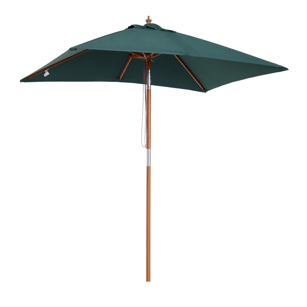 Ombrellone da Giardino Inclinabile 6 Stecche ¨C Zephmum ¨C Legno Verde 200x150 cm