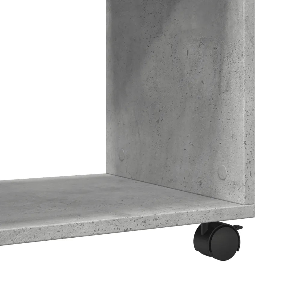 Tavolino con Ruote Grigio Cemento 70x35x60 cm in Truciolato 853149