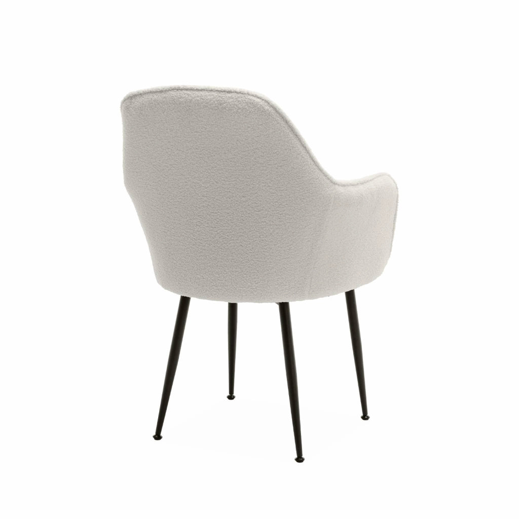Poltrona in tessuto bouclé con gambe in metallo, bouclé bianco