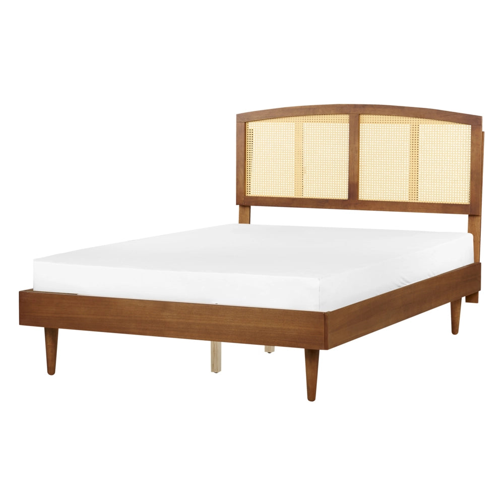 Letto in legno di gomma chiaro UE matrimoniale 140 x200 cm con testiera a doghe Stile rustico minimalista