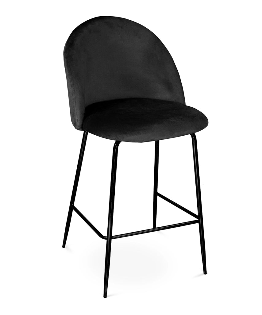 Sgabello cucina imbottito, sgabello alto in velluto nero piede nero – Nicole - SG10NIPN
