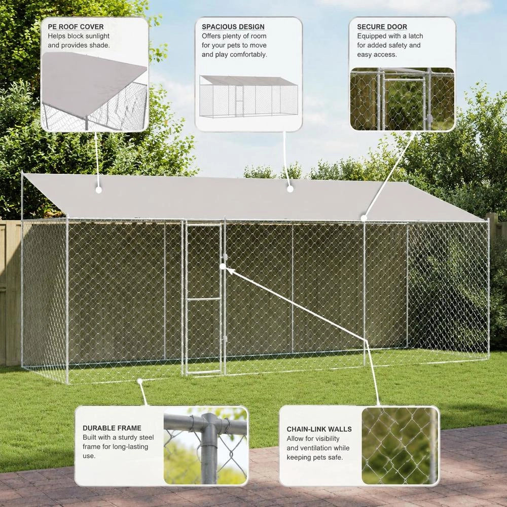 Dog Cage Silver 600 X 200 X 256 Cm Galvanized Steel