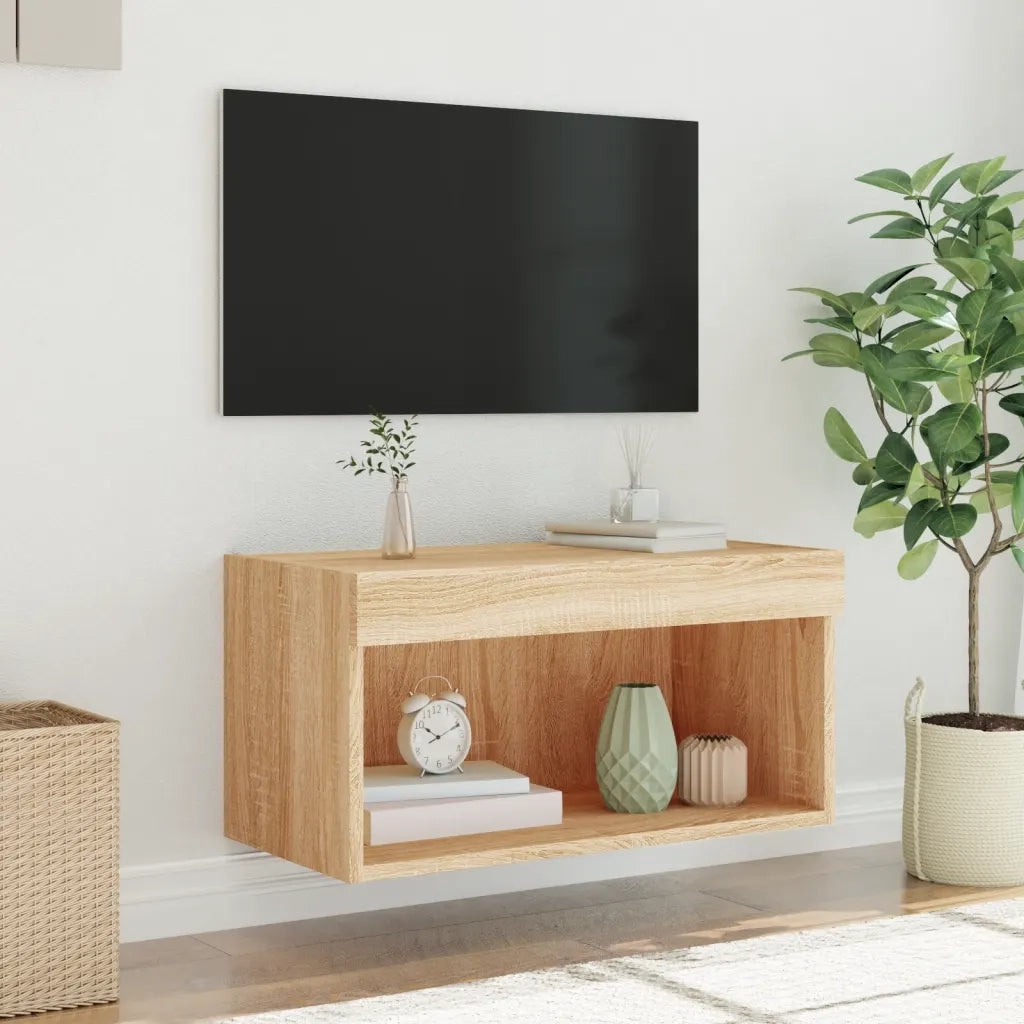 Mobile Porta TV con Luci LED-Mobile per TV-Credenza TV Rovere Sonoma 60x30x30 cm