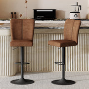 Taburetto da bar set di 2 girevole a 360° con altezza regolabile e poggiapiedi in tessuto e metallo marrone nero