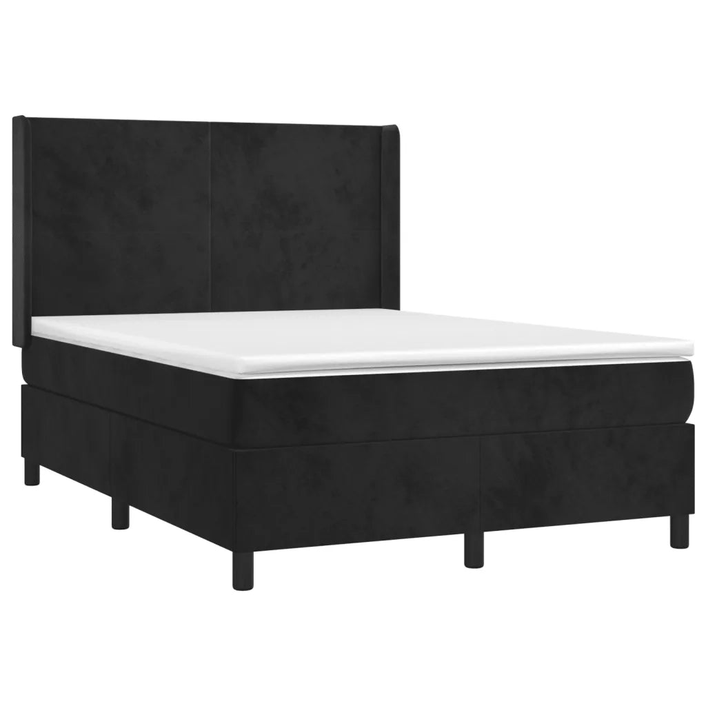 Letto a Molle con Materasso e LED Nero 140x190 cm in Velluto 3139441