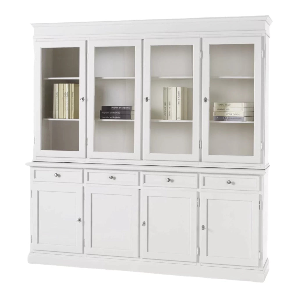 Cristalliera classica in legno 4 porte bianco sporco 203x42x203 - Mobili 2G