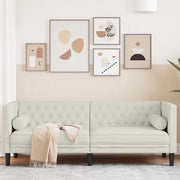 Divano Chesterfield con Rinforzi 3 Posti Crema in Velluto