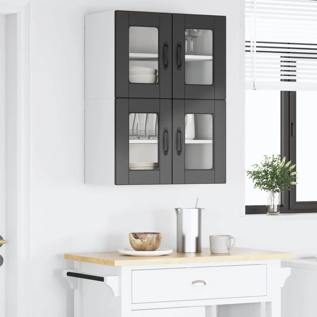 Mobile in vetro da parete PORTO 2 pcs Nero 60 x 31 x 40 cm