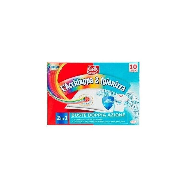 ADDITIVO GREY L'ACCHIAPPA & IGIENIZZA 2IN1CONFEZIONE DA 10 BUSTE A DOPPIA AZIONE