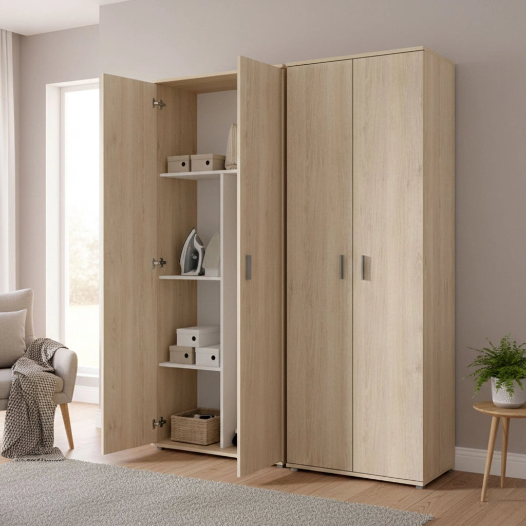 Veruno, Armadio Multiuso Grande Modulabile, 139x190h cm Marrone Rovere