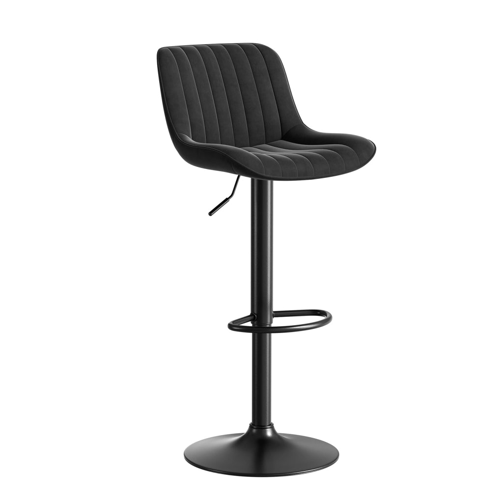 Sgabello da bar girevole in velluto con altezza regolabile e schienale ergonomico in ferro metallo e legno nero