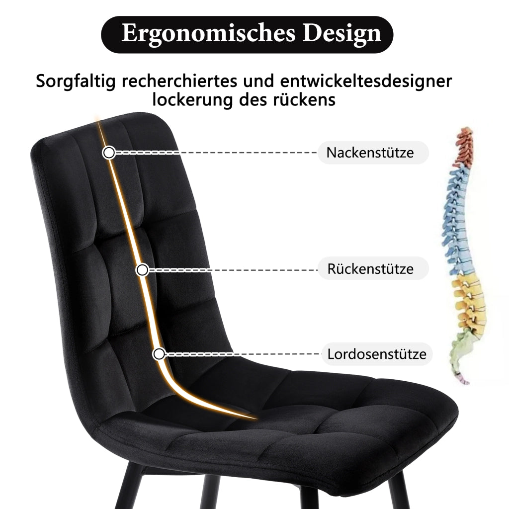 Tavolo da pranzo allungabile con 4 sedie, struttura in MDF e metallo, nero e naturale, 118 × 70 × 75 cm