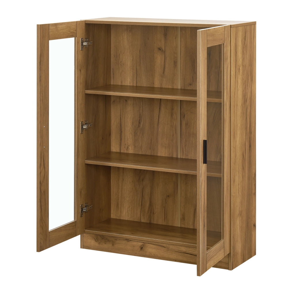 Mobile Vetrinetta Sorø Libreria a 2 Ante 115 x 80 x 31 cm Effetto Rovere [en.casa]