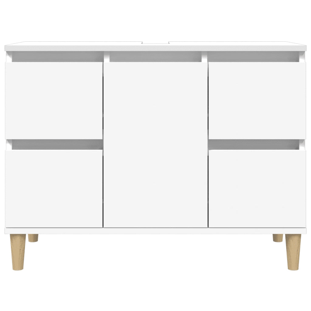 Mobile Lavabo-Armadietto da bagno Bianco 80x33x60 cm in Legno Multistrato 107754