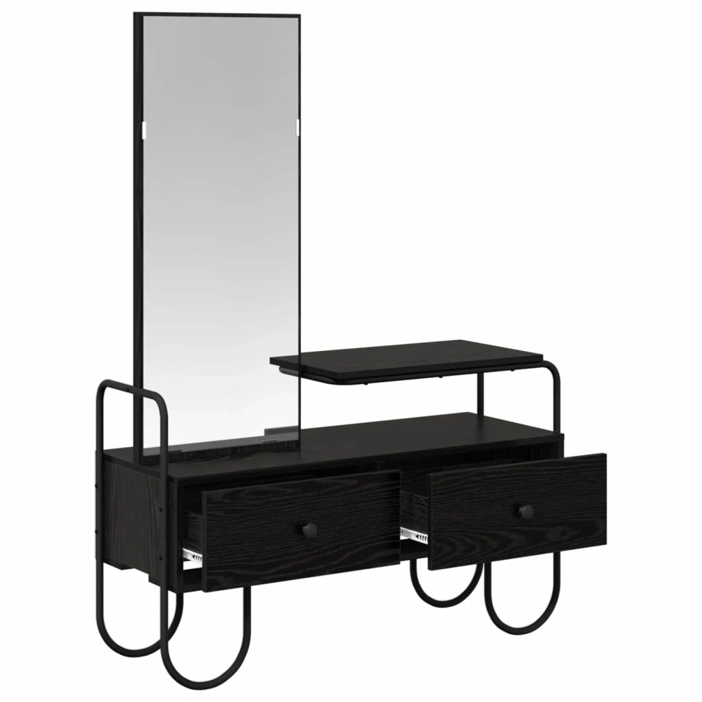 Tavolo da Trucco con cassetto Rovere Nero Legno ingegnerizzato 8007683