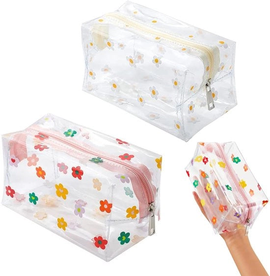 Doppio set di borse cosmetiche trasparenti, impermeabili, in PVC, borse per viaggio, set di borse per studenti, docenti, ufficio, scuola