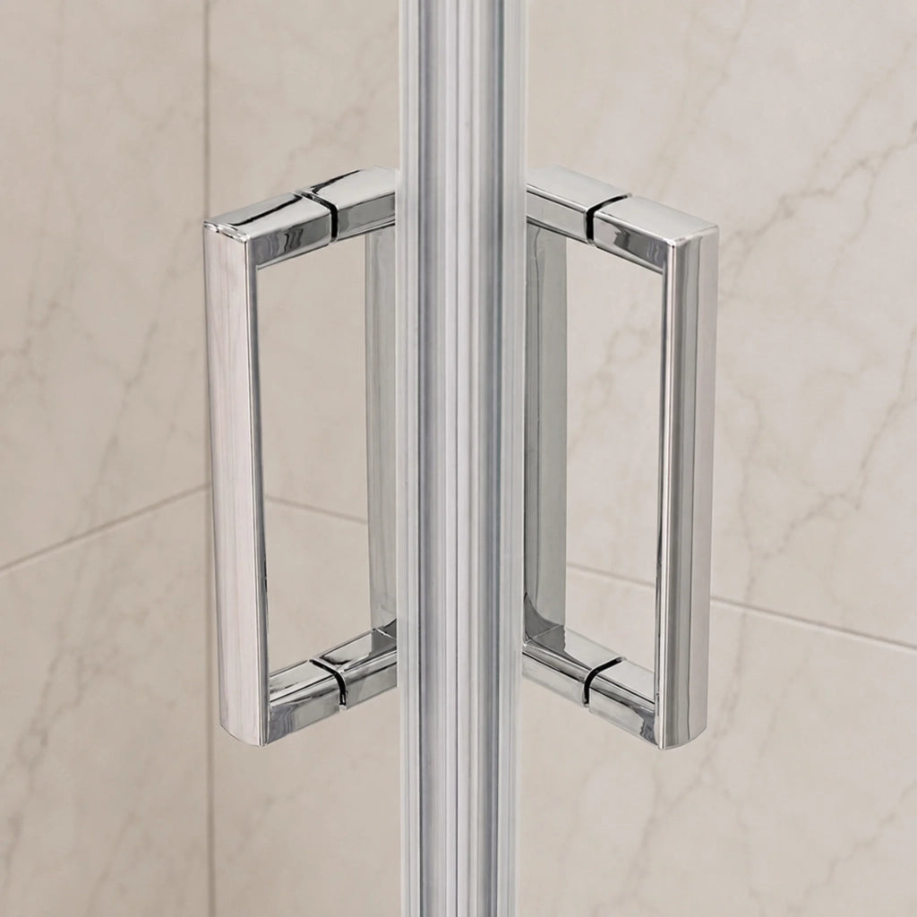 Box doccia 80x80 angolare doppio scorrevole con vetro temperato trasparente e profili cromo Geo
