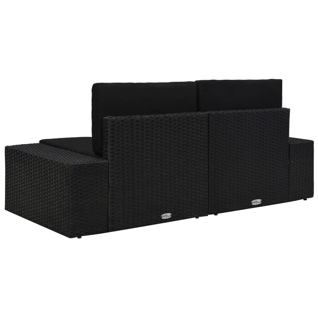 Divano Modulare a 2 Posti in Polyrattan Nero cod mxl 63747