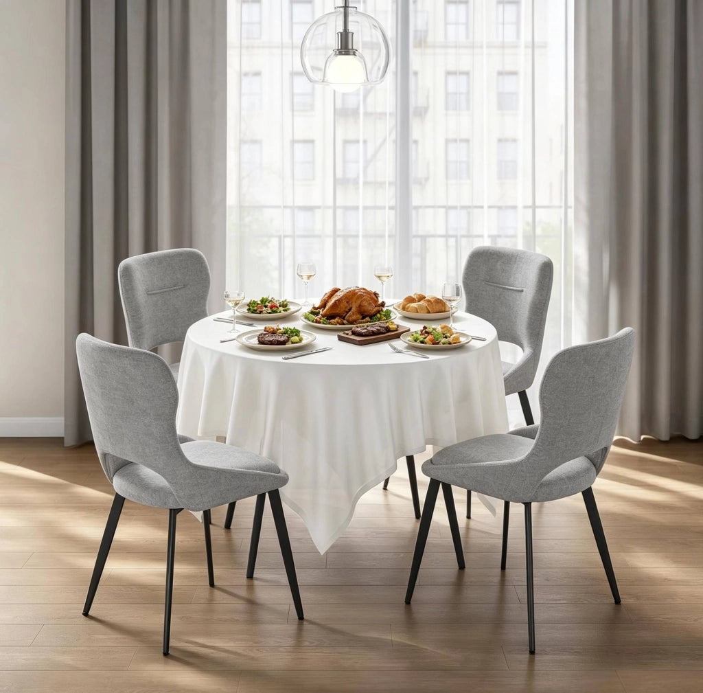Sedia da pranzo 43 x 40 x 86 cm grigia – set da 4, ciniglia e metallo