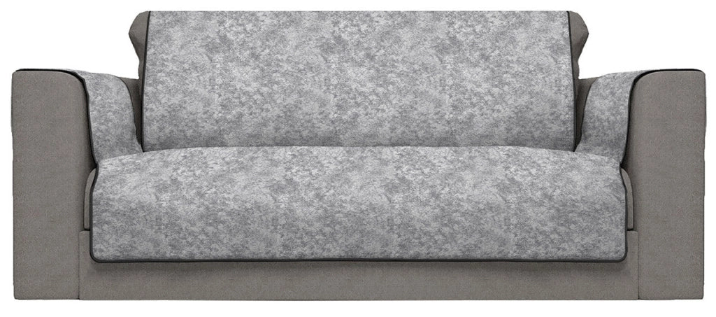 Copridivano con Copri Braccioli Seduta 60 cm in Poliestere e Cotone Grigio Scuro
