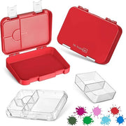 Borsa pranzo per bambini, con 4 + 2 compartimenti, estremamente robusta, borsa pranzo, ideale per asili nido e scuola (rosso-bianco)