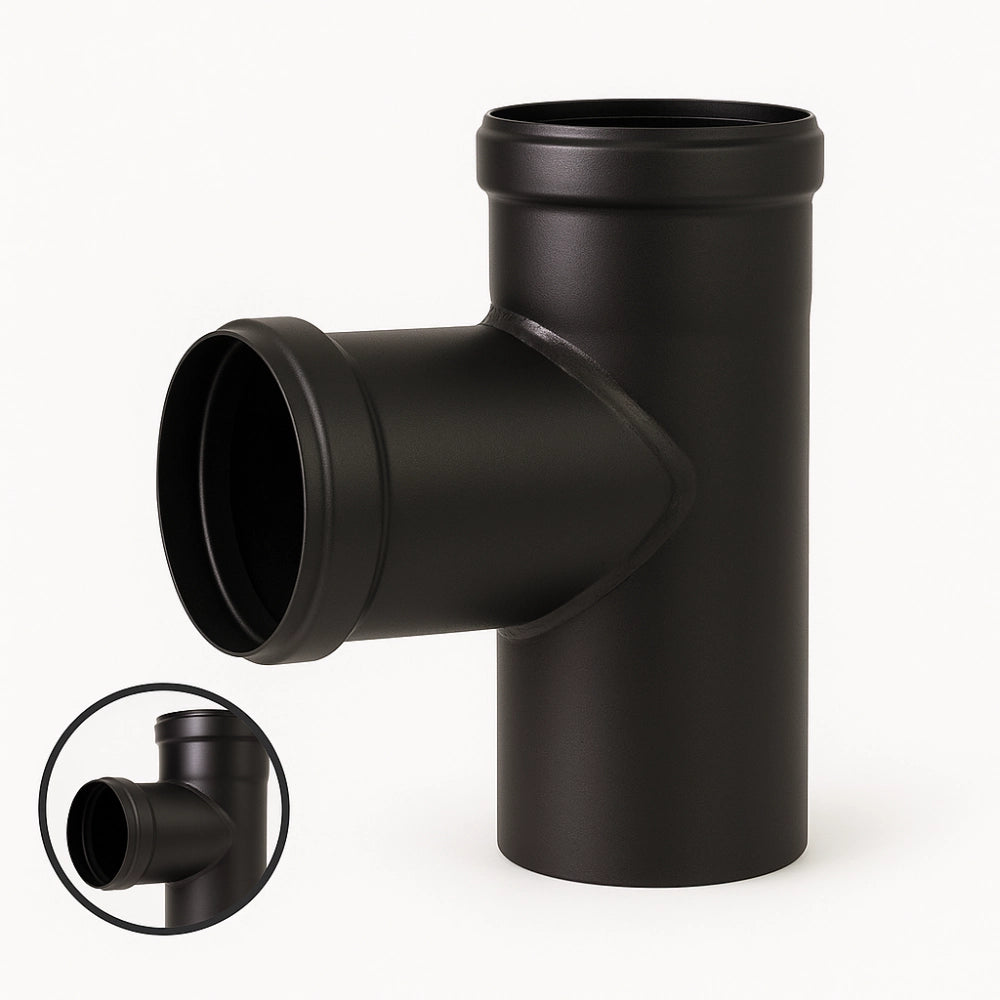 Raccordo t scarico fumi stufa pellet 90° diametro 80 mm spessore 1,2 mm