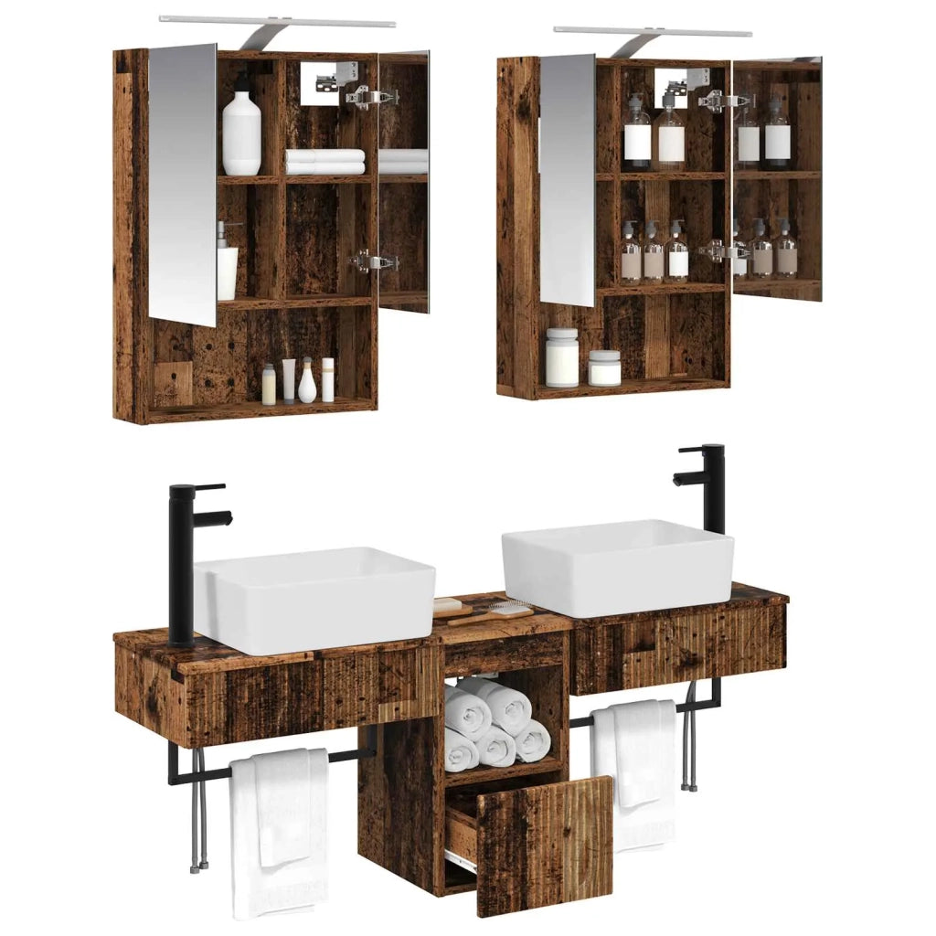 Set di Armadi da Bagno 5 pcs Legno antico 50 x 14,5 x 70 cm 3406325