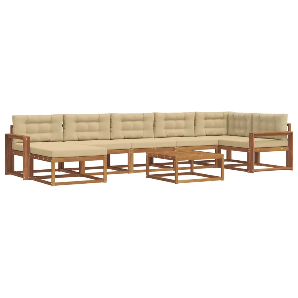 Set di divani da esterno con cuscino 8 pcs Naturale e Beige