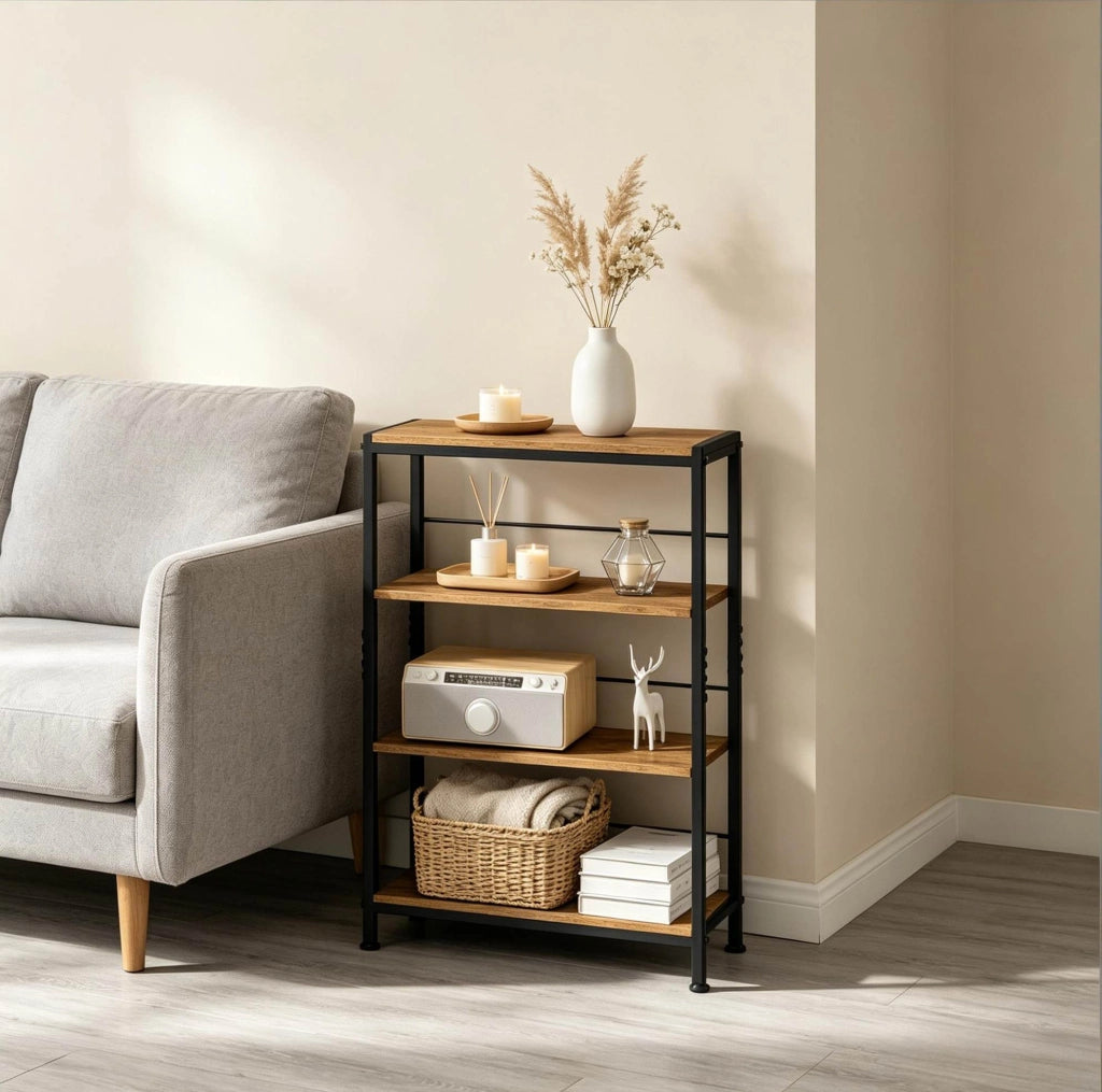 Scaffale da terra 50x20x78 cm in MDF nero e marrone per piccoli spazi