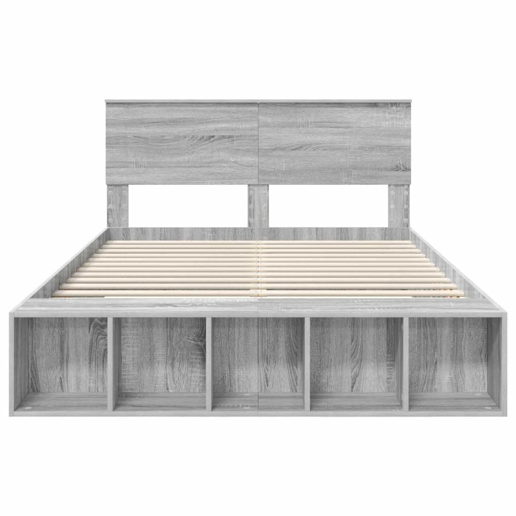Struttura del letto con lo scaffale Grigio Sonoma 140 x 200 cm